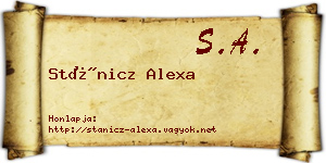 Stánicz Alexa névjegykártya
